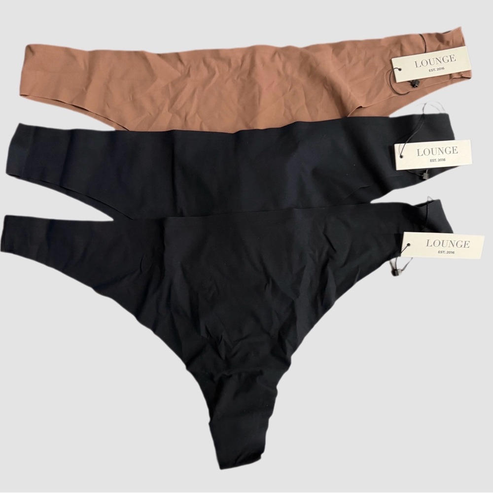 NWT 3-Pack XL‎ LOUNGE Everyday Flex Thongs, 2 Black, 1 Brown